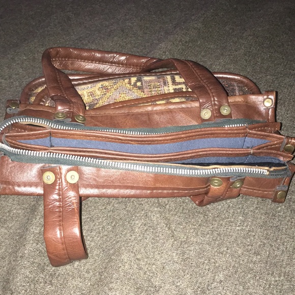 Vintage Woven and Leather Handbag with organization pockets, Unique! - Picture 3 of 3